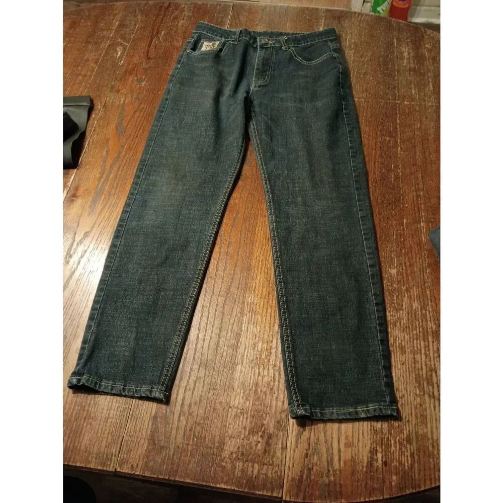 Size 32 Chinox Denim Blue Jeans Casual Pants with Pockets and Belt Loops